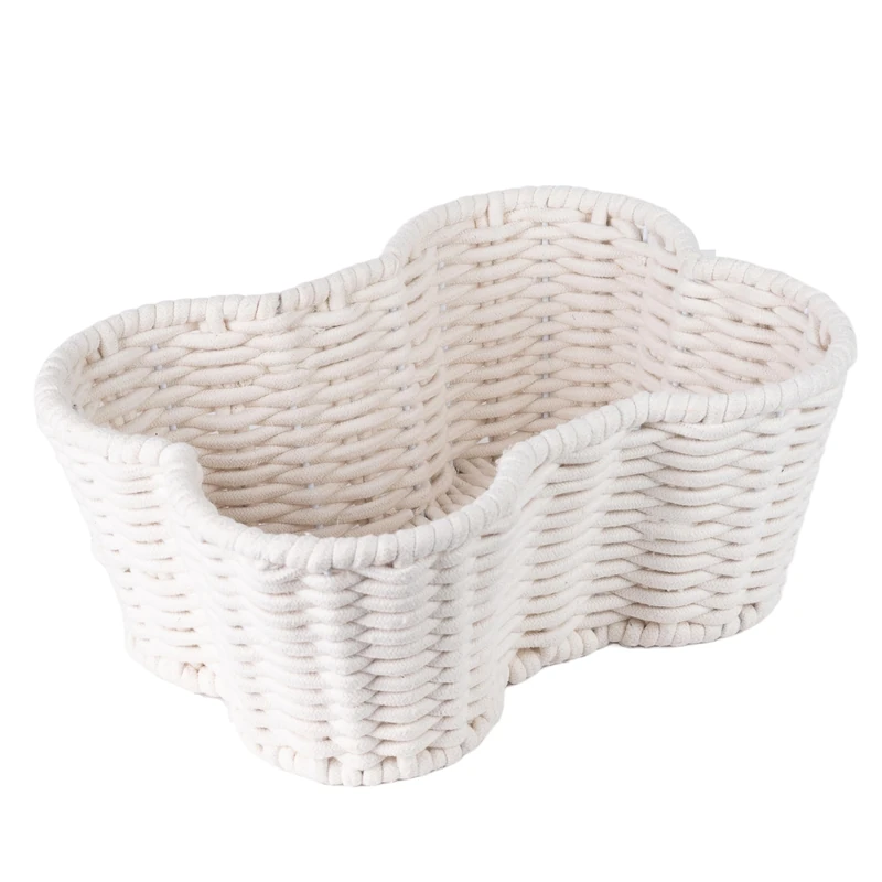 OtterPets Toy Bin for Pets, Bone Shape Basket, Cotton Rope Storage, Handmade, Dog Toy Bin Organizer - Image 1