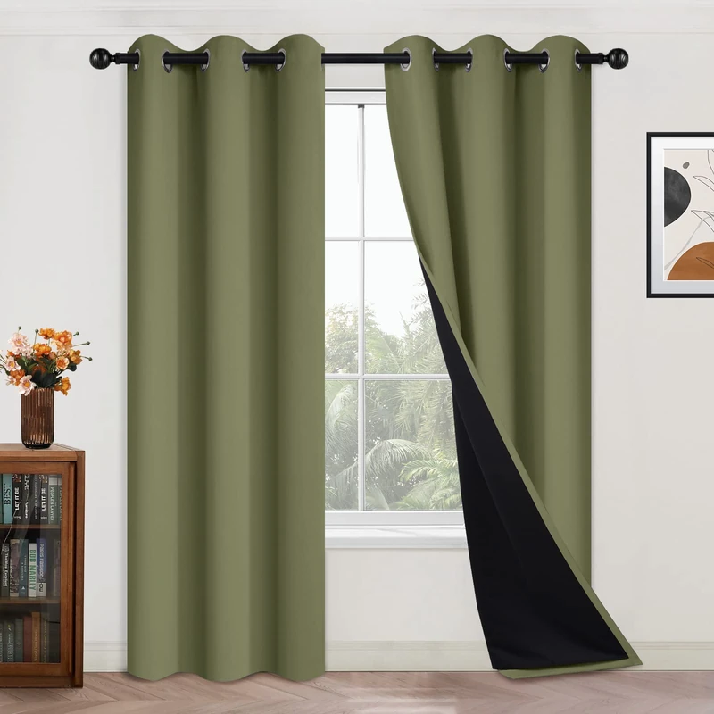 Yakamok Sage Blackout Curtains 84 Inches Long for Bedroom 42" Wide 2 Panel