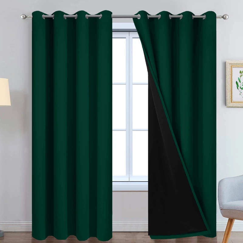 Yakamok Dark Green 100% Blackout Curtains 96 Inches Long 52" Wide 2 Panels