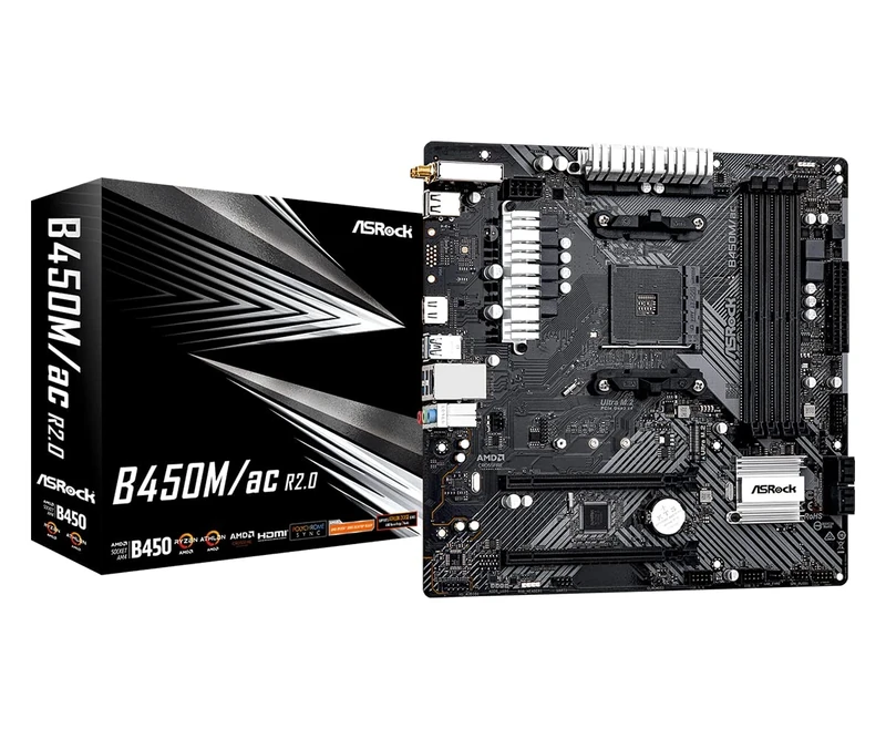 Asrock B450M/AC R2.0 Amd B450 Am4 Micro Atx 4 Ddr4 Hdmi Gb Lan Ac Wi-Fi 1X M.2