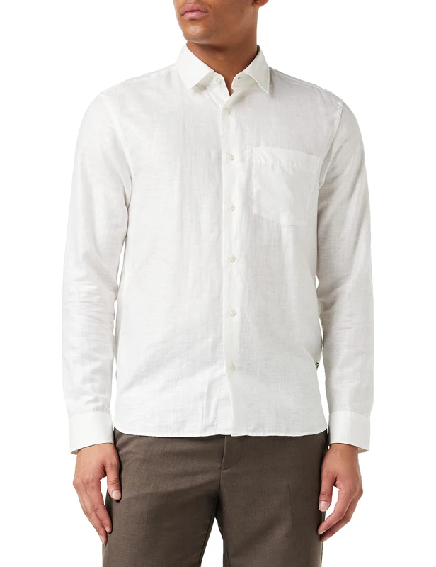 Ted Baker Men's MMA-SAUSS-LS Linen Shirt Button, White, 6 (UK 2XL)