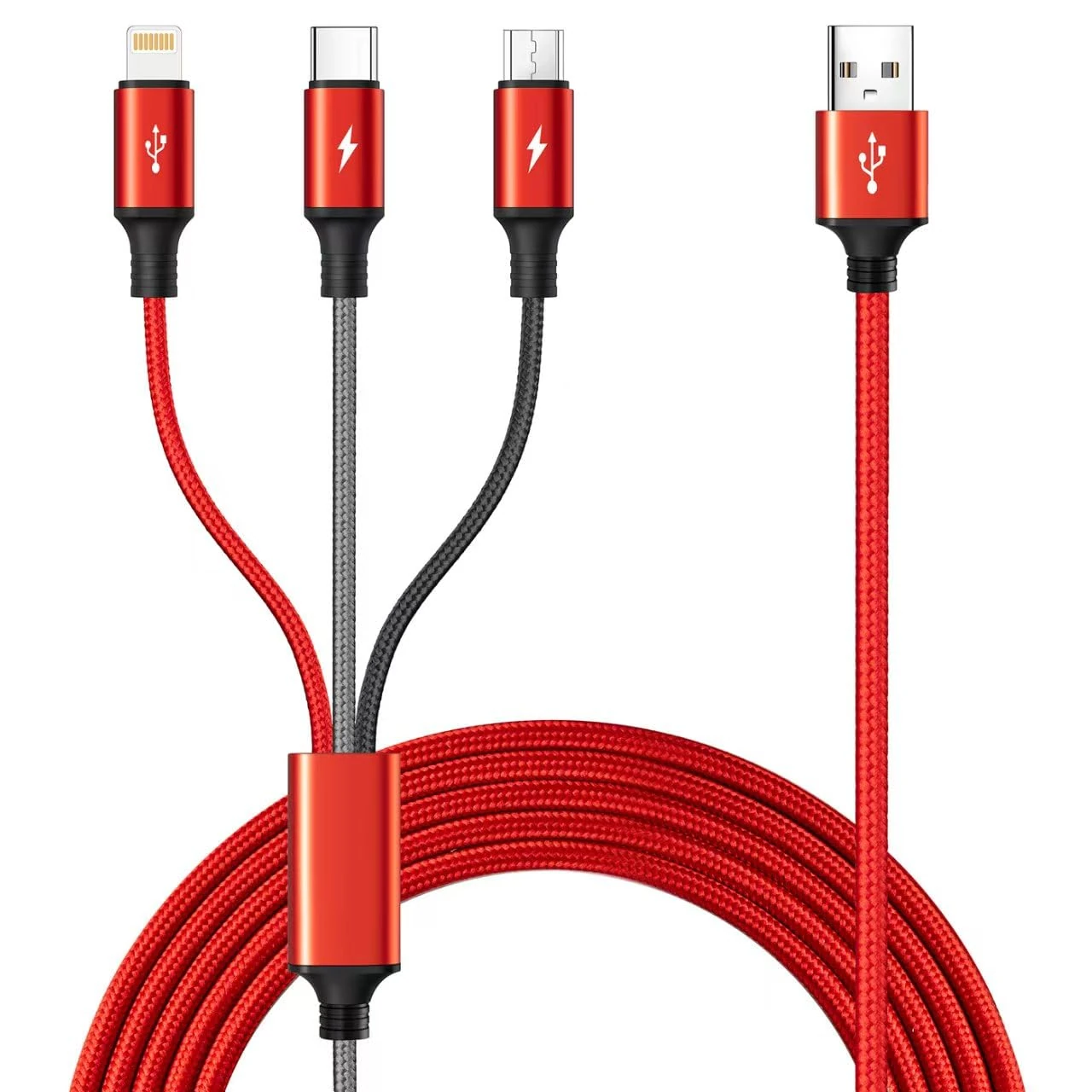 Minlu 3 in 1 Multi Charger Cable, 3m Multi Charging Cable [4A] USB Charging Cable with iP/Type C/Micro USB, USB Fast Charger Cable for iPhone17/16/15/14/13/12/11/Xs/Samsung Galaxy/Huawei/Pixel/Tablets