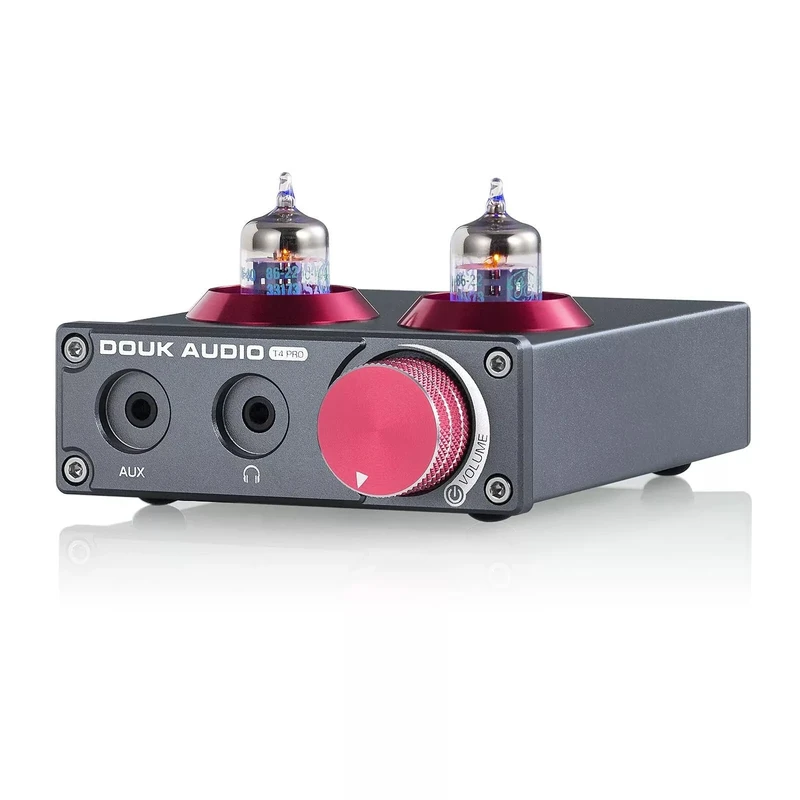 Douk Audio Mini GE5654 Valve Tube MM Phono Preamp Home Stereo Audio Turntable Pre-Amplifier Mini Desktop Headphone Amp (T4 PRO)