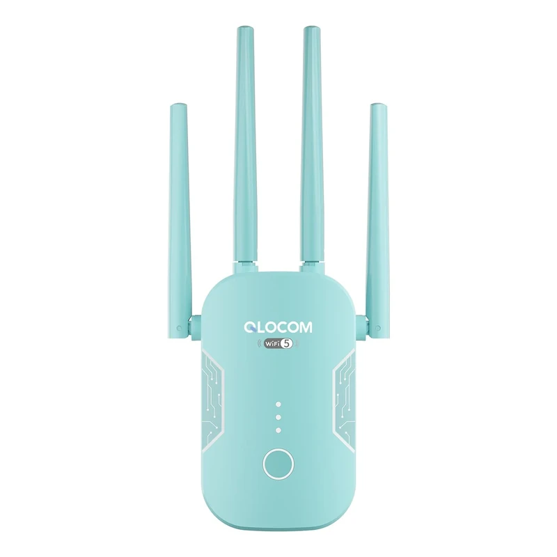 QLOCOM Home Wireless Repeater Extend Covers Up to 8640 Sq.ft and 60 Devices, Internet Booster, Quick Setup, Home Wireless Booster.ft and 60 Devices