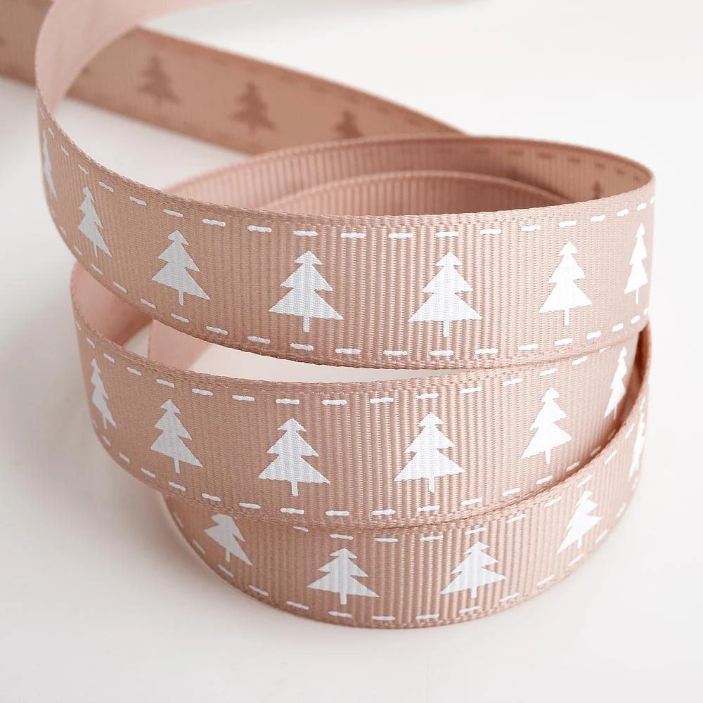 Italian Options Christmas Tree Ribbon 16mm x 5m Taupe