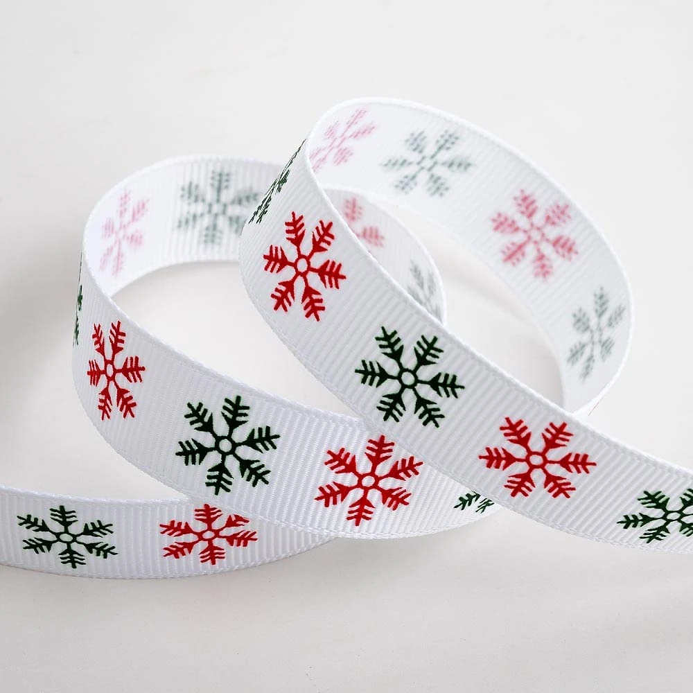 Italian Options Snowflake Christmas Ribbon 16mm x 5m White