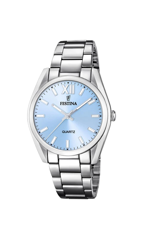 Festina Women's Watch F20622 Boyfriend 316L Stainless Steel Case Silver 316L Stainless Steel Strap Silver, Blue, Bracelet