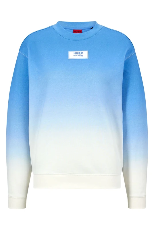 HUGO Womens Demorola 3 Ombré sweatshirt in French terry cotton with logo badge