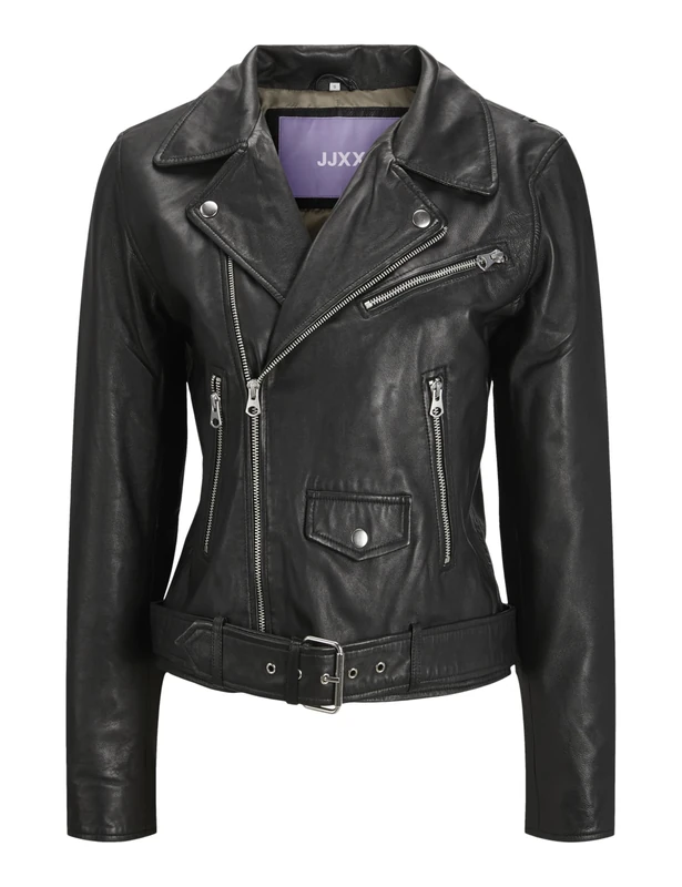 JJXX Women's JJXX JXCALVIN Leather Biker JKT NOOS Jacket, Black, XL