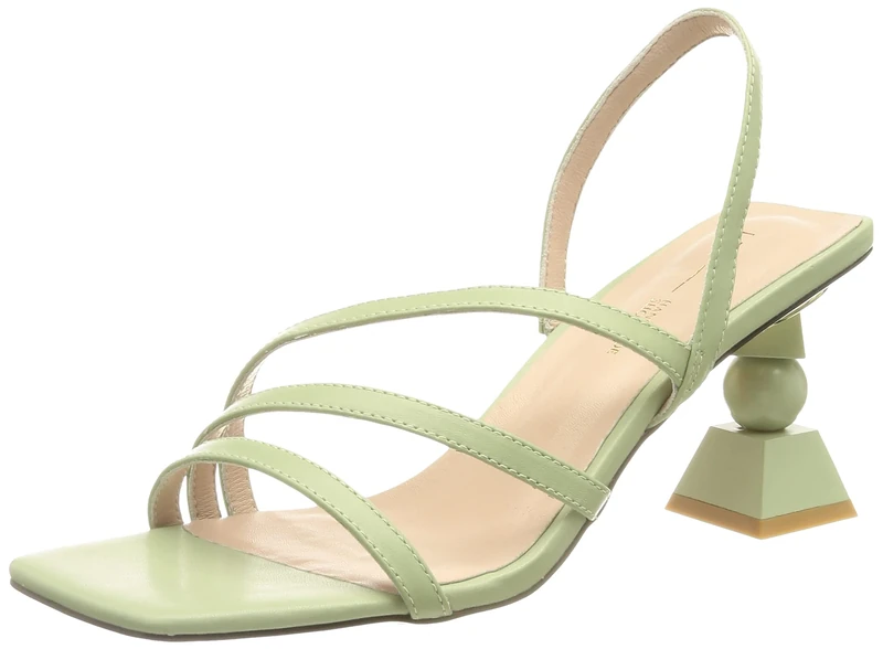 L37 HANDMADE SHOES Women's Voyage Heeled Sandal, Green, 10 UK