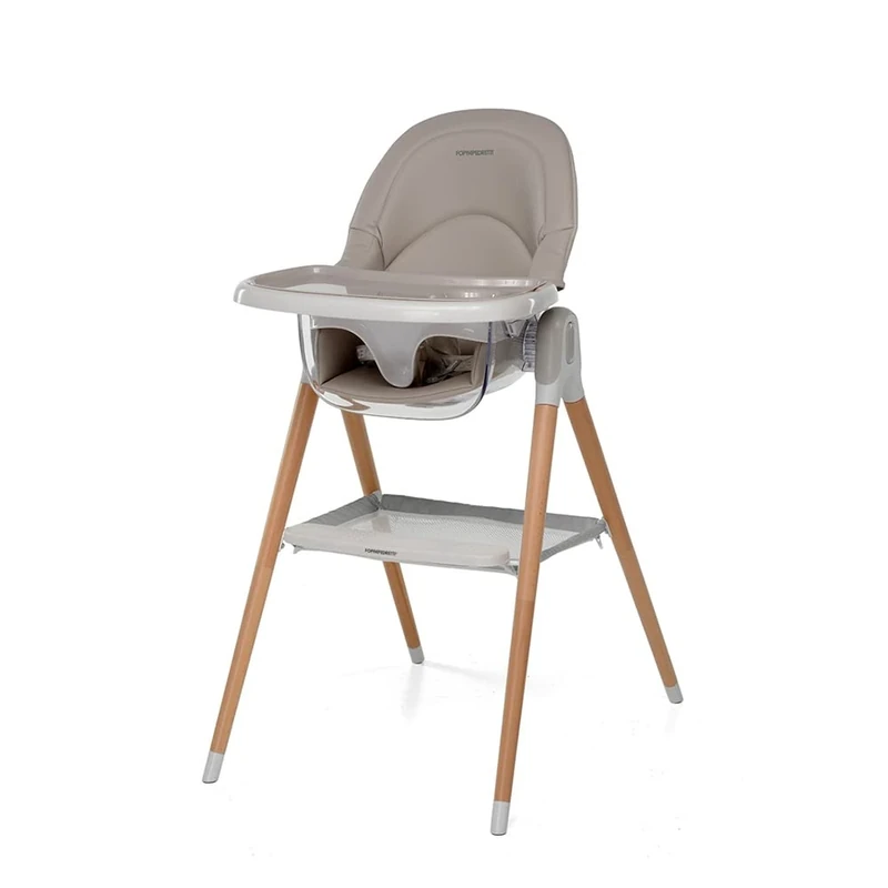 Foppapedretti Bonito Highchair and Baby Chair, Children from 6 Months to 3 Years (up to 15 kg), Removable and Washable Padding, Ergonomic Reclining Seat, Double Adjustable Tray, Sand