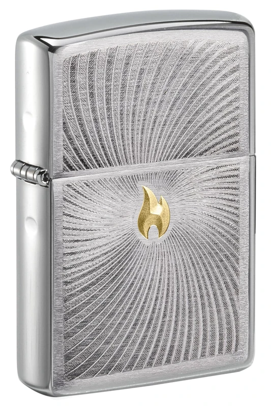 Zippo Windproof Lighter, Spiral Twist, Brushed Chrome, Auto Two-Tone, Refillable, Reusable, Windproof Design, Gift Box, Made in USA