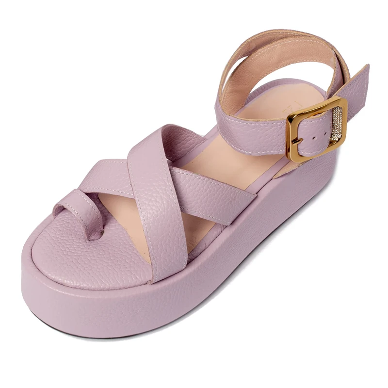 L37 HANDMADE SHOES Women's Boom Sandal, Lilac, 2 UK