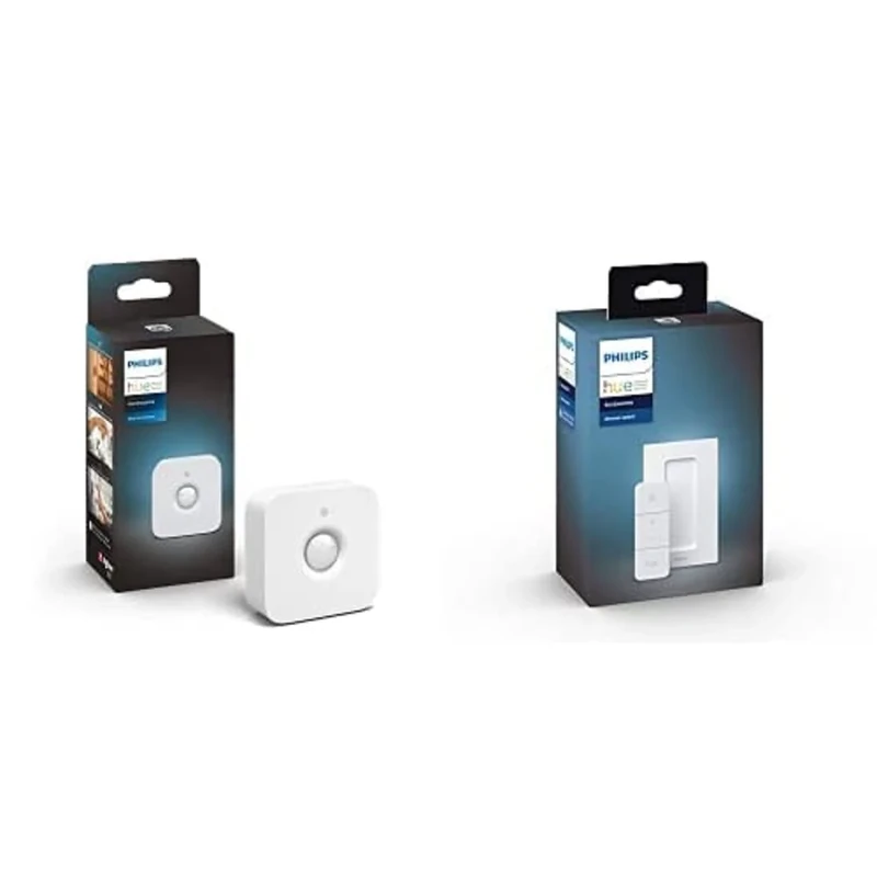 Philips Hue Indoor Motion Sensor with Wireless Control, Smart Lighting Accessory Smart Wireless Dimmer Switch V1 (Installation Exclusive Lights)
