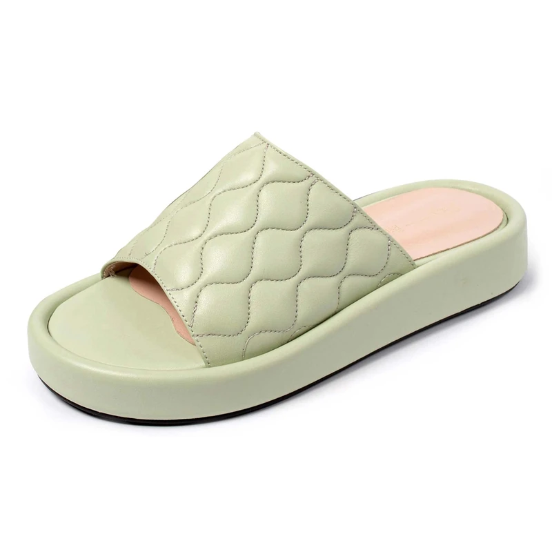 L37 HANDMADE SHOES Women's Radio Noise Sandal, Green, 2 UK