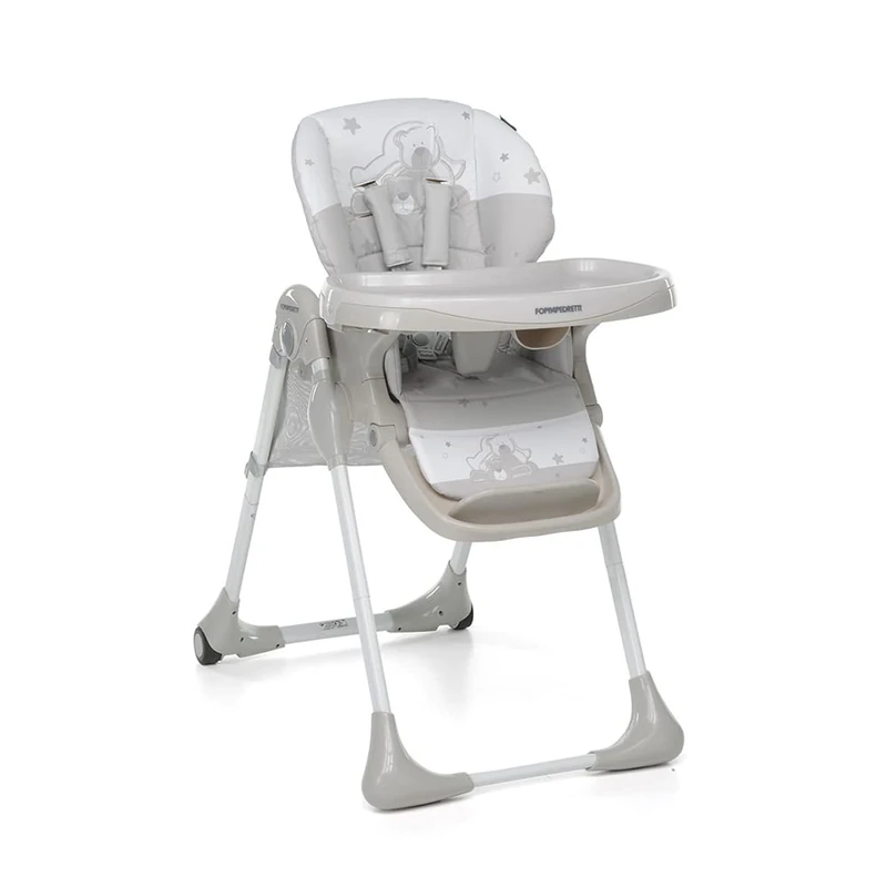 Foppapedretti Meeting Highchair, Children from 6 Months to 3 Years (up to 15 kg), Adjustable Seat/Footrest/Backrest, Storage Basket, Stable and Comfortable, with Washable Padding, Dolcestella