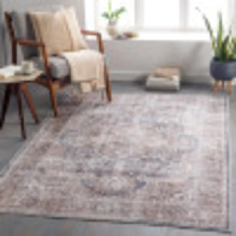 Livabliss Ottawa Machine Washable Rug - Vintage Area Rugs Living Room, Large Rug 160x220 cm - Traditional Boho Style, Dining Room, Kitchen, Outdoor, Hallway - Brown and Ivory