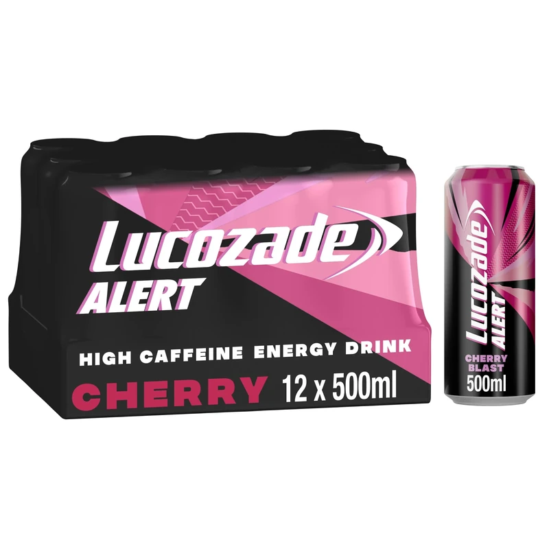 Lucozade Alert Energy Drink Cherry Blast 500ml (Pack of 12)