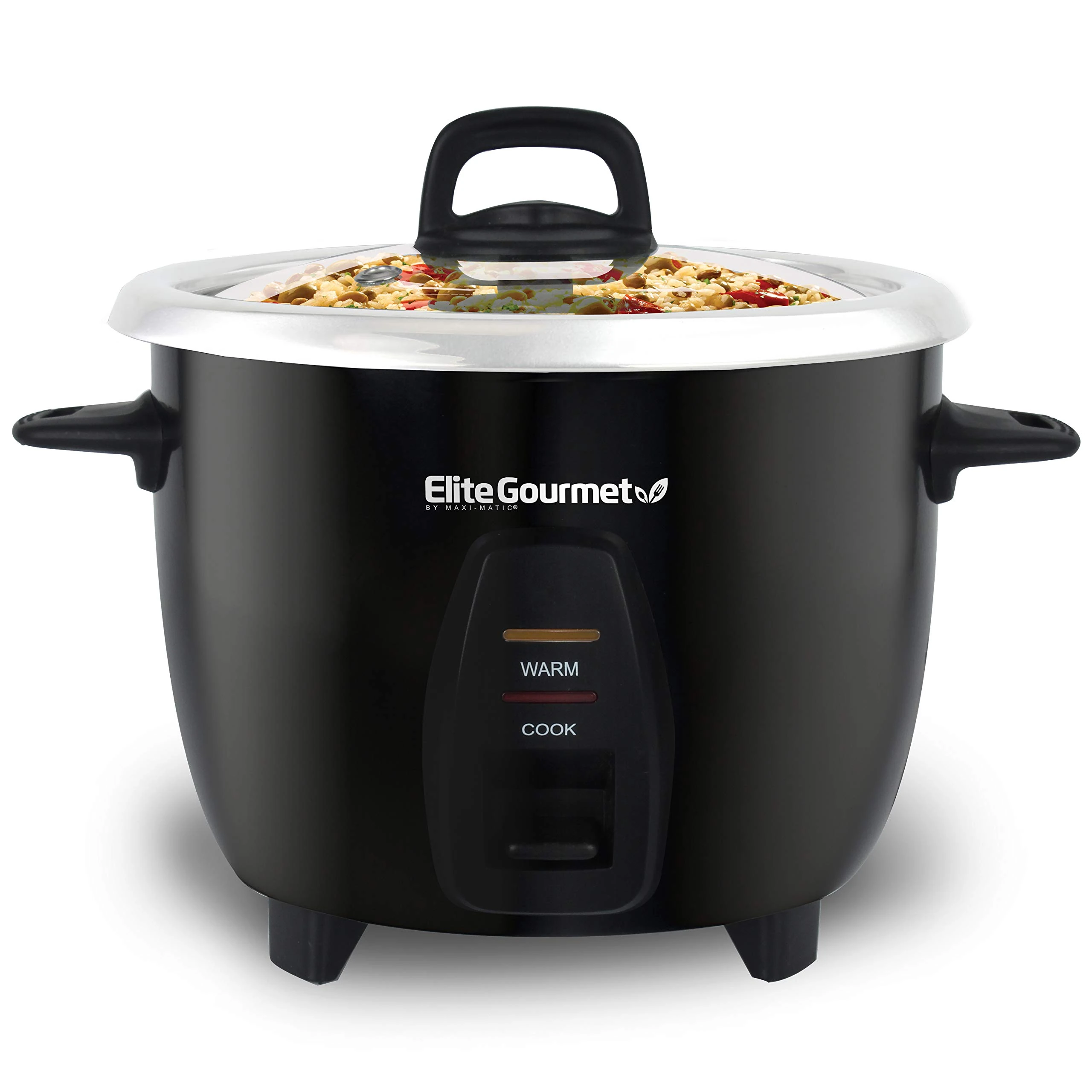 Elite Gourmet ERC2010B# Electric 10 Cup Rice Cooker with 304 Surgical Grade Stainless Steel Inner Pot Makes Soups, Stews, Grains, Cereals, Keep Warm Feature, 10 cups cooked (5 Cups uncooked), Black