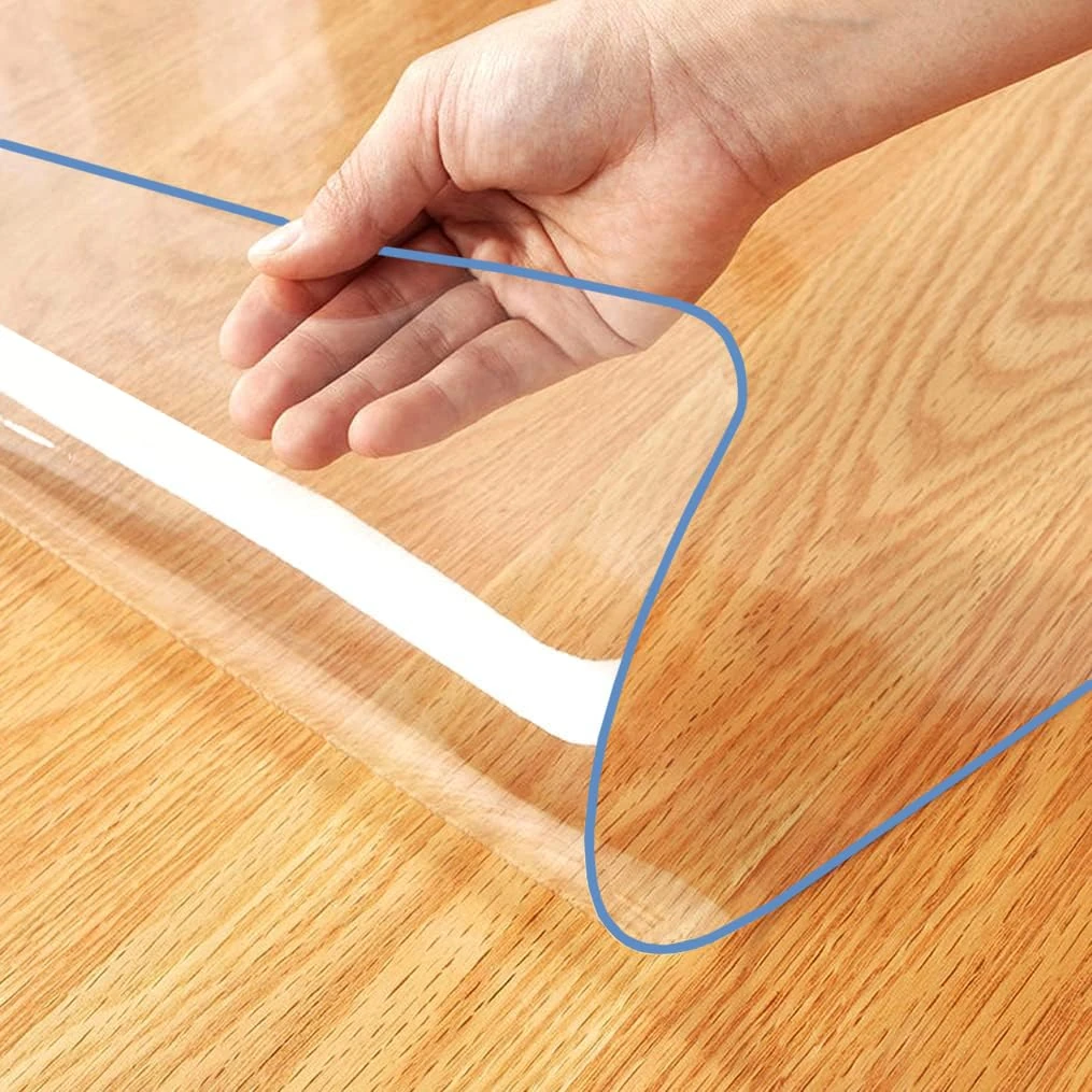 WingCanto 1.5mm Thick 46 x 60 Inch Clear PVC Table Runner Cover Protector Rectangular Plastic Table Pad Mat for Dining Room Table Office Desk Conference Table Kitchen Coutertop Heavy Duty Waterproof