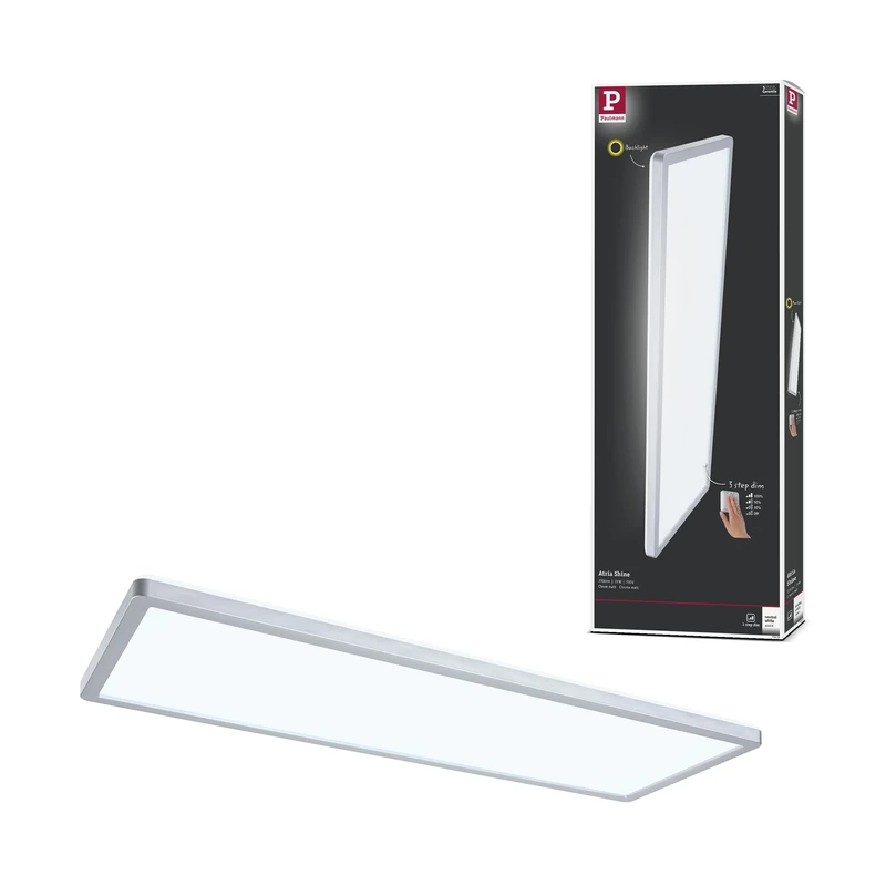 Paulmann 71010 LED panel Atria Shine 580x200 mm 3-Step-Dim rectangular incl. 1x22W Dimmable Daylight white Chrome matt Light panel Plastic 4000K