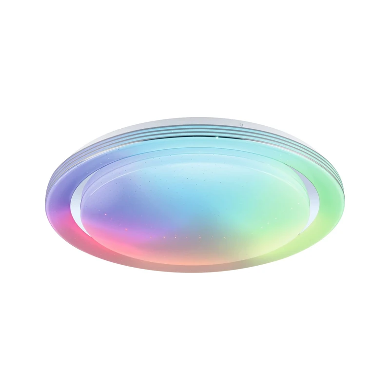 Paulmann 70547 LED Ceiling Light Rainbow with Rainbow Effect Including 1x 38.5 W Dimmable DynamicRGBW Colour Control Chrome, White Plastic, Metal 3000 K