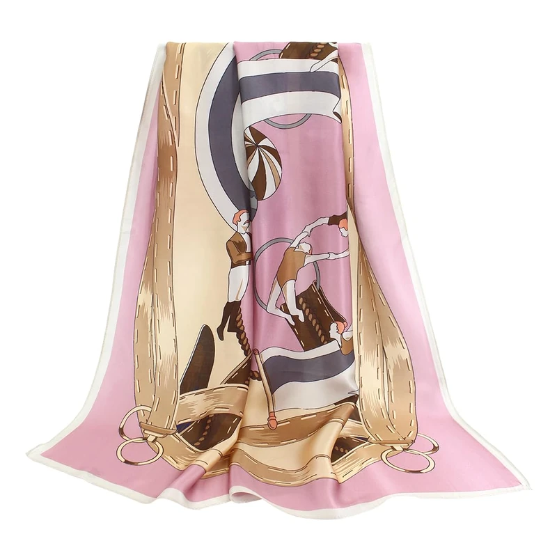 ANDANTINO 100% Pure Mulberry Silk Scarf 35" Large Square Lightweight Headscarf –Women’s Hair Wraps-With Gift Packed, Dusky Pink, Large