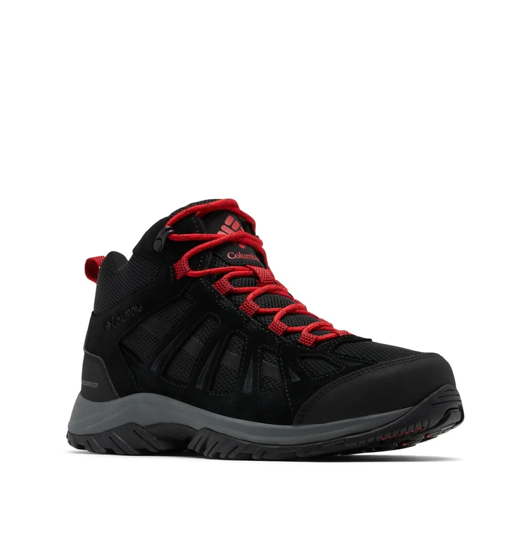 Columbia Men's Redmond 3 Mid WP waterproof mid rise hiking boots, Black (Black x Mountain Red), 9.5 UK