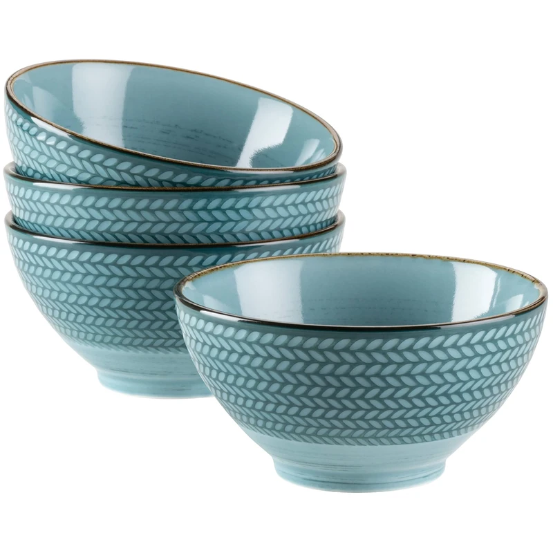 MÄSER Prospero 935010 Series Cereal Bowls Set of 4 Hand-Painted Bowls in Catering Quality, Also Ideal as Soup Bowls, Modern Vintage Style, Durable Porcelain