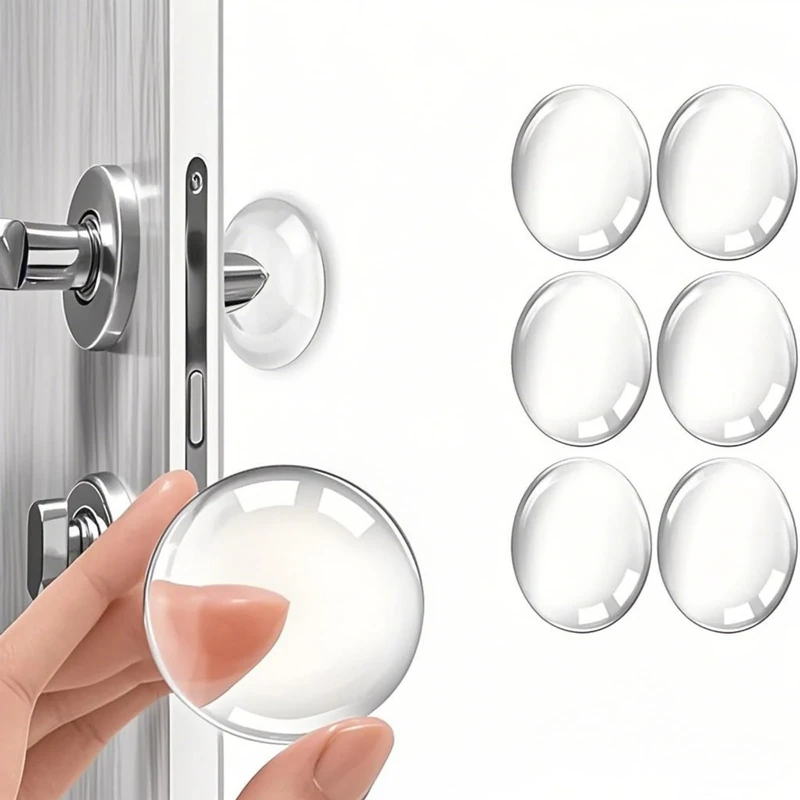 efbock Door Stopper, Silicone Wall Protectors Self Adhesive Door Handle Knob Bumper Guard Stopper Rubber Door Stops 6pcs (1.57inch, Transparent)
