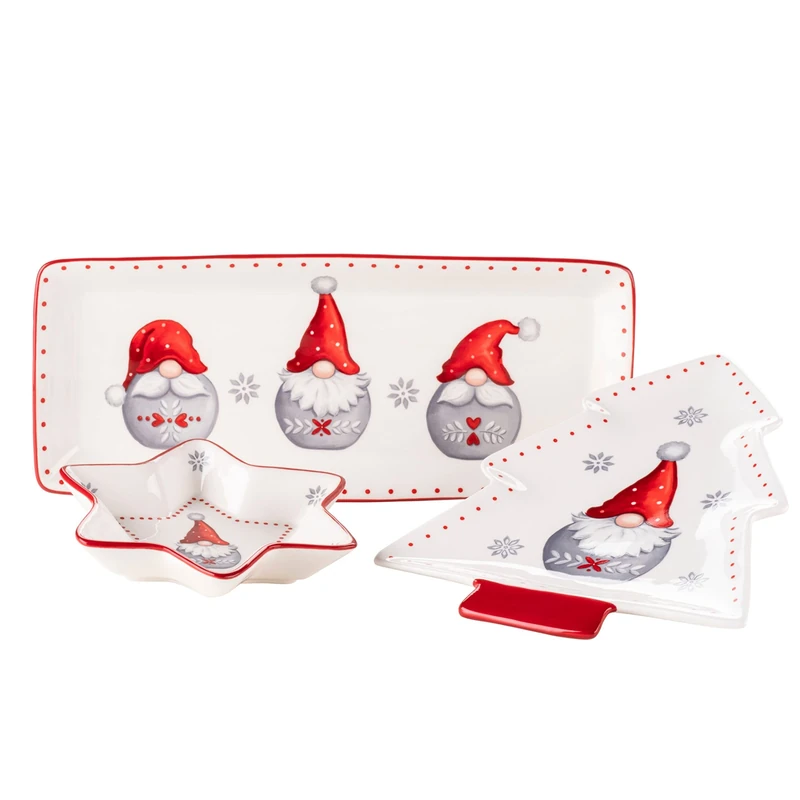 MÄSER 931974 Series Aurela Christmas Plates, Set of 3, 3 Christmas Tableware Plates as Cookie Plates, Stollen Plate, Pastry Plate, Biscuit Plate, Christmas Service Crockery Set, Stoneware