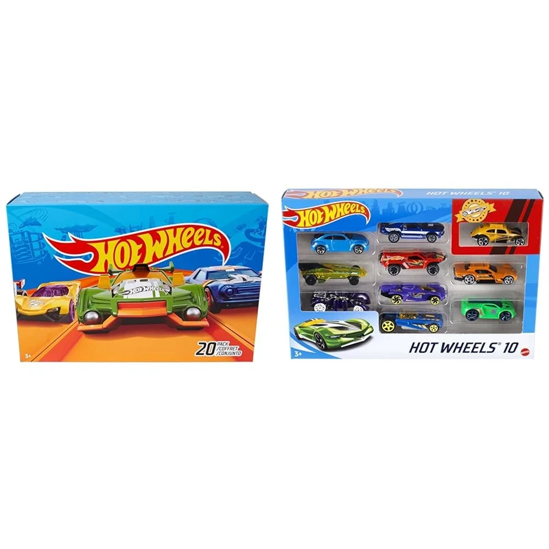 Hot Wheels Set of 20 Cars and Trucks, Assorted Styles in 1:64 Scale - Race, Sport & Rescue Vehicles for Play or Display (Styles May Vary), 54886