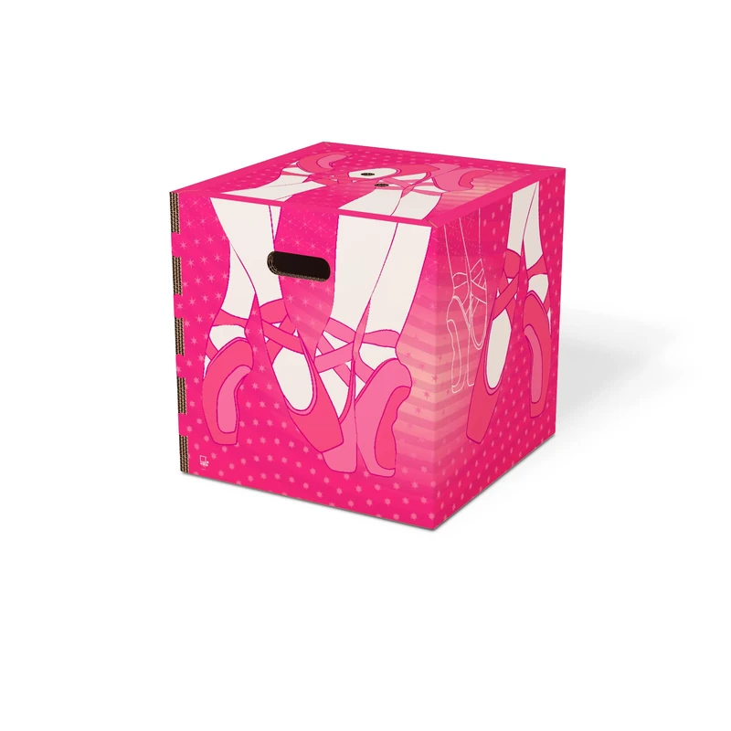 Rippotai Cube Ballet Toy Box for Baby Room with Illustration Dance Shoes Medium 33cm