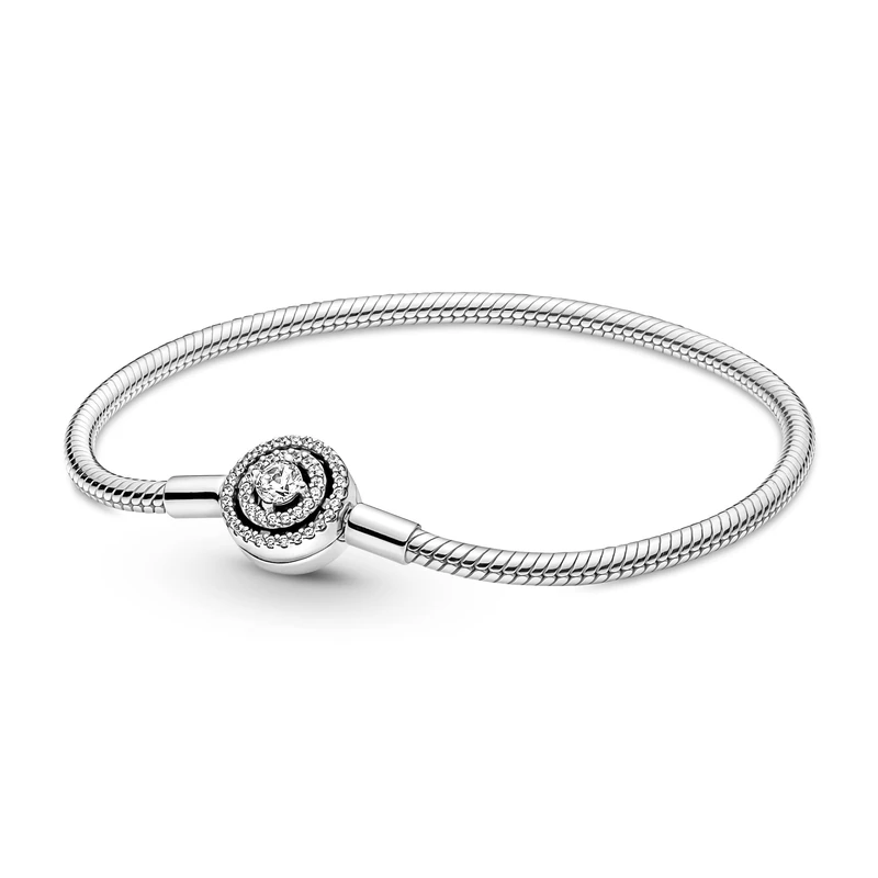 Pandora Timeless Snake chain sterling silver bracelet with clear cubic zirconia, 20