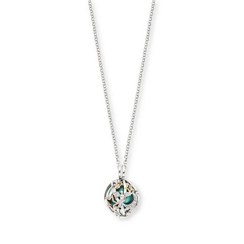 Engelsrufer Women's Necklace Made of Sterling Silver with Harmony Ball Pendant in Size XS, Lobster Clasp, Nickel Free, 18mm, Sterling Silver, Agate