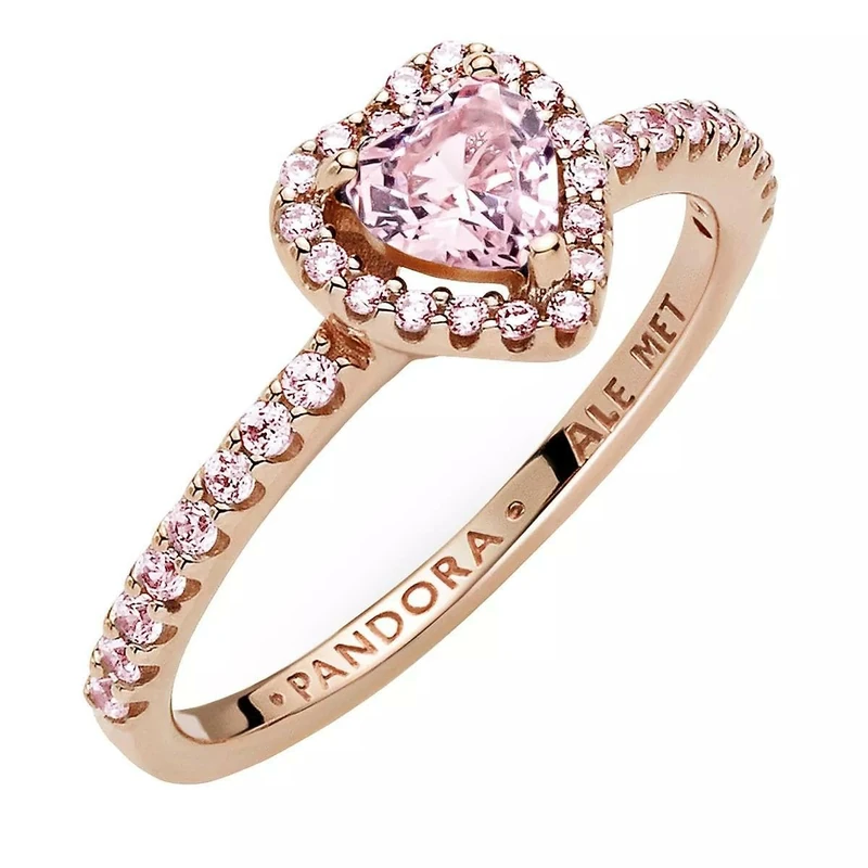 Pandora Timeless Heart 14k rose gold-plated ring with orchid pink crystal and fancy fairy tale pink cubic zirconia, 58