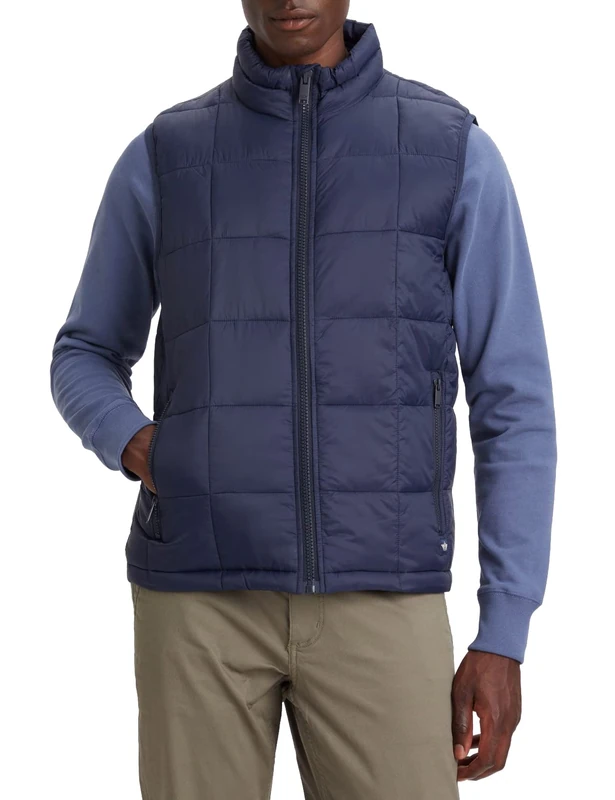 Dockers Men's Nylon Lightweight Quilted Vest, Navy Blazer, XS
