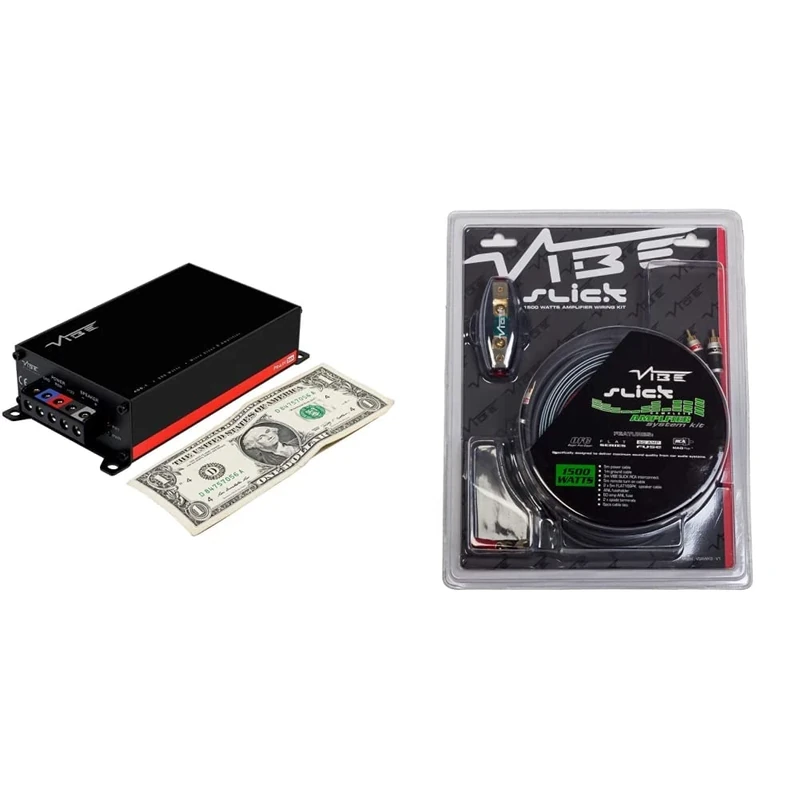 VIBE Powerbox Micro Mono Amplifier - 1 x 400W, Black & Slick 1500 W System Car Wiring Kit