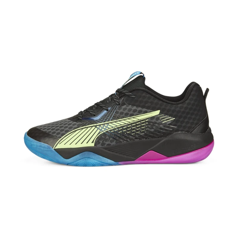 PUMA Unisex Eliminate Power Nitro Ii Indoor Court Shoe, Puma Black Fizzy Light Ocean Dive Festival Fuchsia, 7 UK