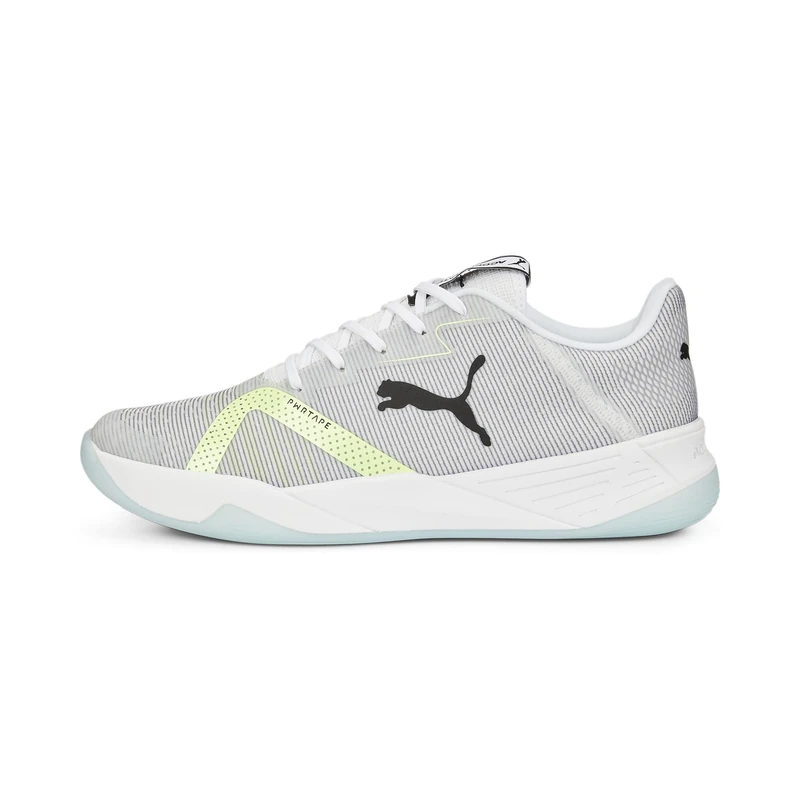 PUMA Unisex Accelerate Turbo II Indoor Court Shoe, White Black-Fizzy Light-Nitro Blue, 7 UK