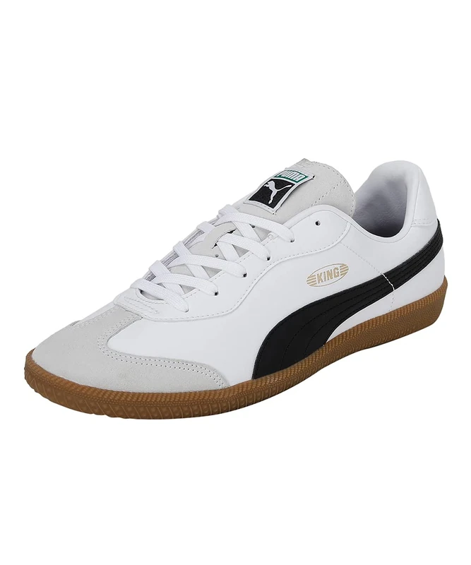 PUMA Unisex KING 21 Indoor Training Football Boots, Puma White-Puma Black-Gum, 7.5 UK