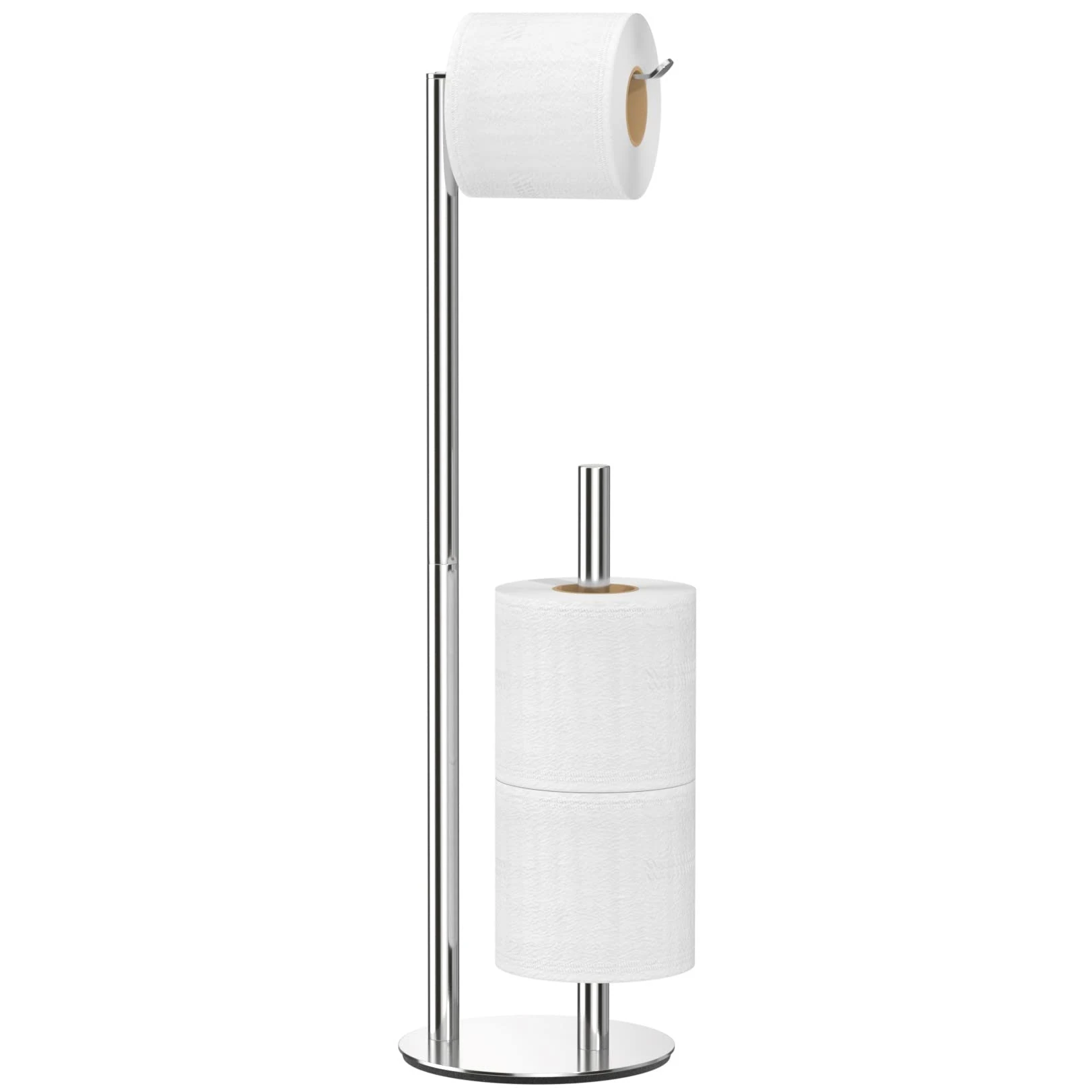 Brushed Nickel Toilet Paper Holder Stand,Free-Standing Toilet Paper Storage,Stainless Steel Toilet Tissue Paper Roll Storage Shelf and Dispenser Holds 3 Paper Rolls,Bathroom Accessories