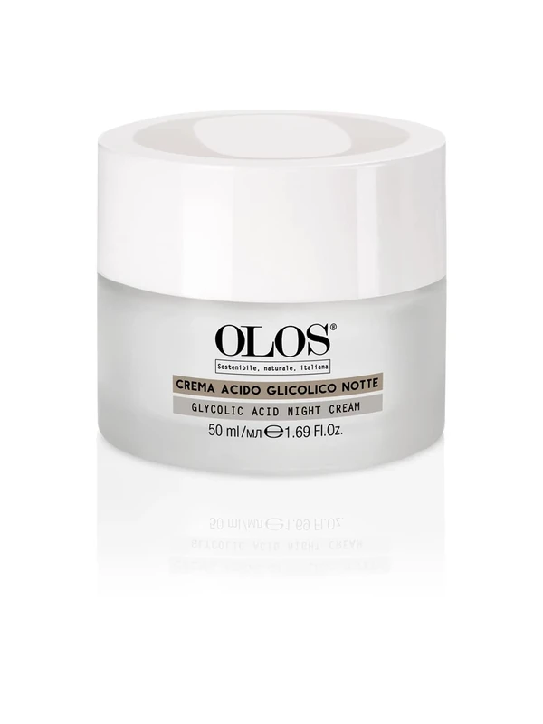 Olos Glycolic Acid Night Cream, 1.7 oz - Intensive Night Cream with Shea Butter - Revitalizing and Renewing Skin - Deep Exfoliation Night Face Cream