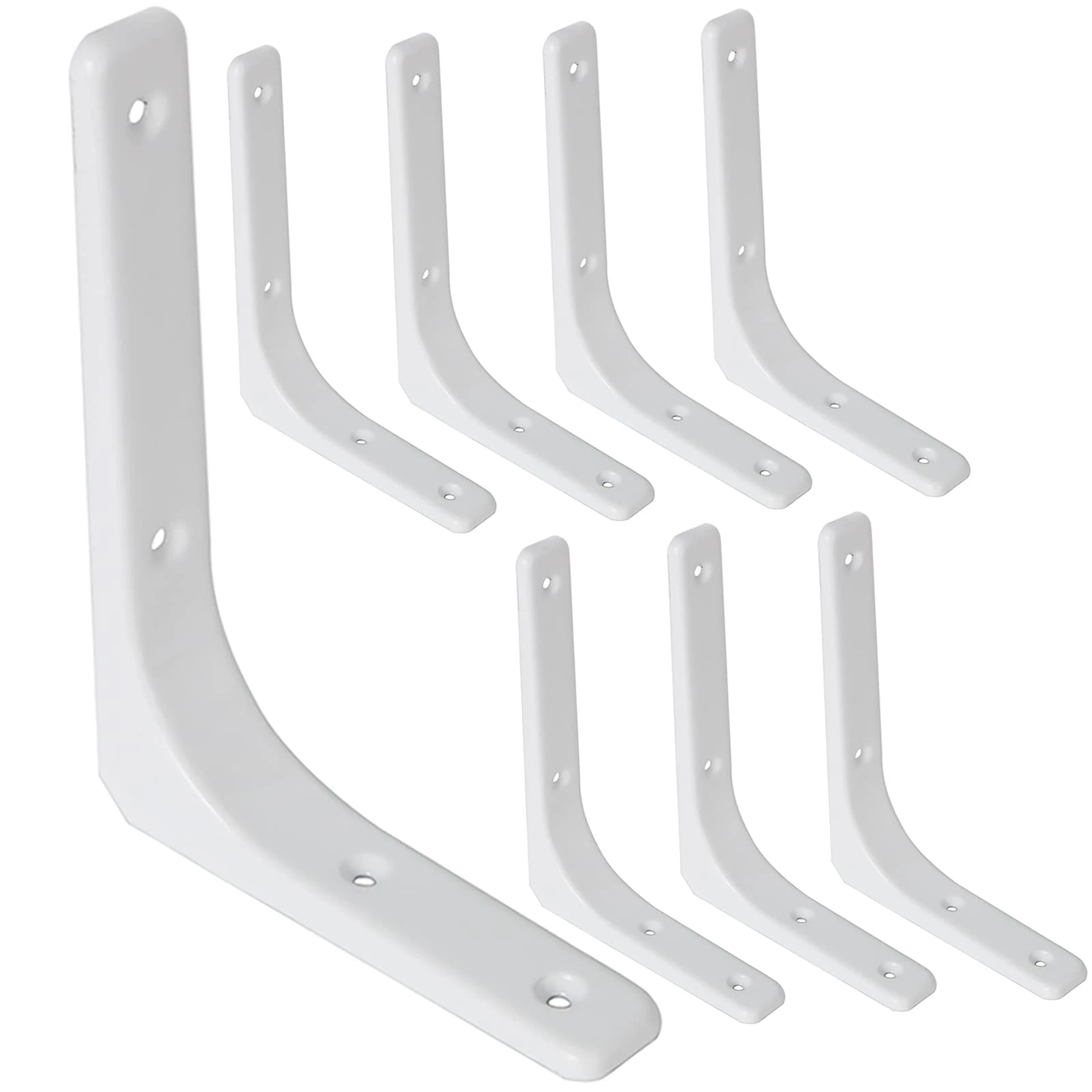 Sayayo Shelf Bracket Corner Brace Angle Bracket Shelf Support Wall Hanging 200mm*150mm, Metal Bright White Finished, 8 Pcs, EJR200W-8P