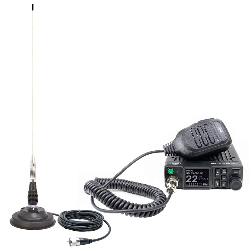 PNI Escort HP 8900 CB Radio, 12-24V + ML100 Antenna with Magnetic Base, Dual Watch, RF Gain, Roger Beep, CTCSS-DCS