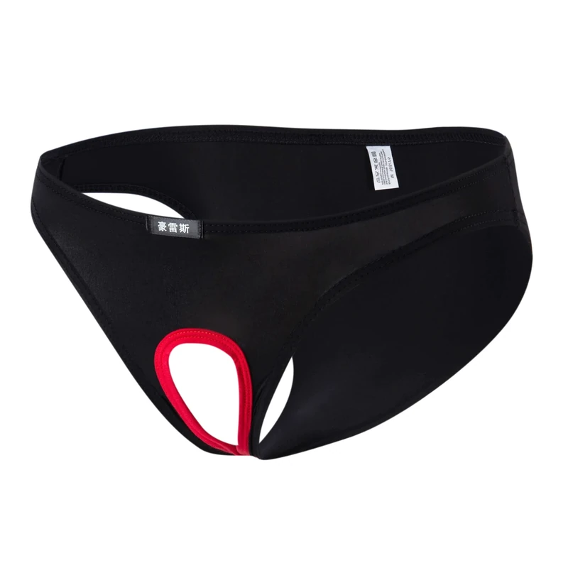 Drelaar Men's Smooth Underpants Comfort Underwear Open Pouch Bikini Briefs Medium Black