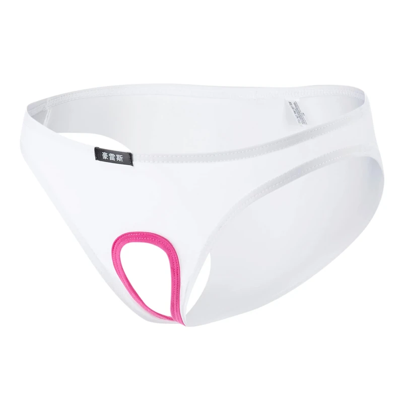 Drelaar Men's Smooth Underpants Comfort Underwear Open Pouch Bikini Briefs Small White