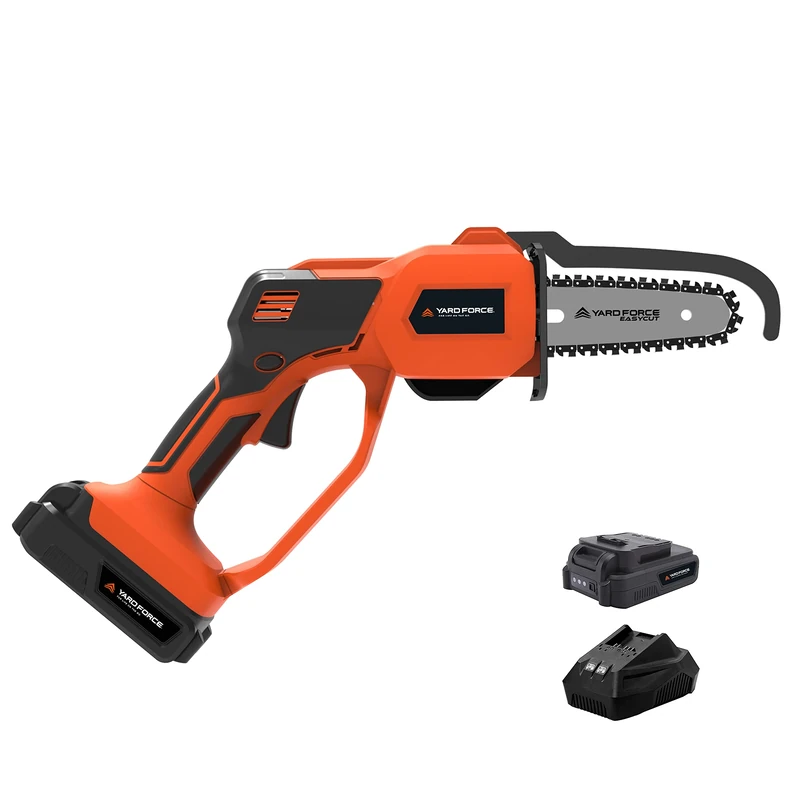 Yard Force Mini Chainsaw Cordless Pruning Battery Powered Lightweight Pruning One Handed 20V 2.0Ah Lithium-Ion Small Chain Saw for Tree Trimming, Cut Wood