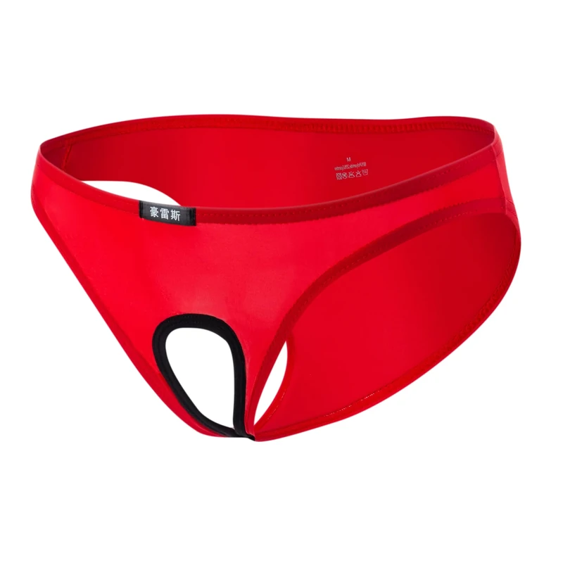 Drelaar Men's Smooth Underpants Comfort Underwear Open Pouch Bikini Briefs Medium Red