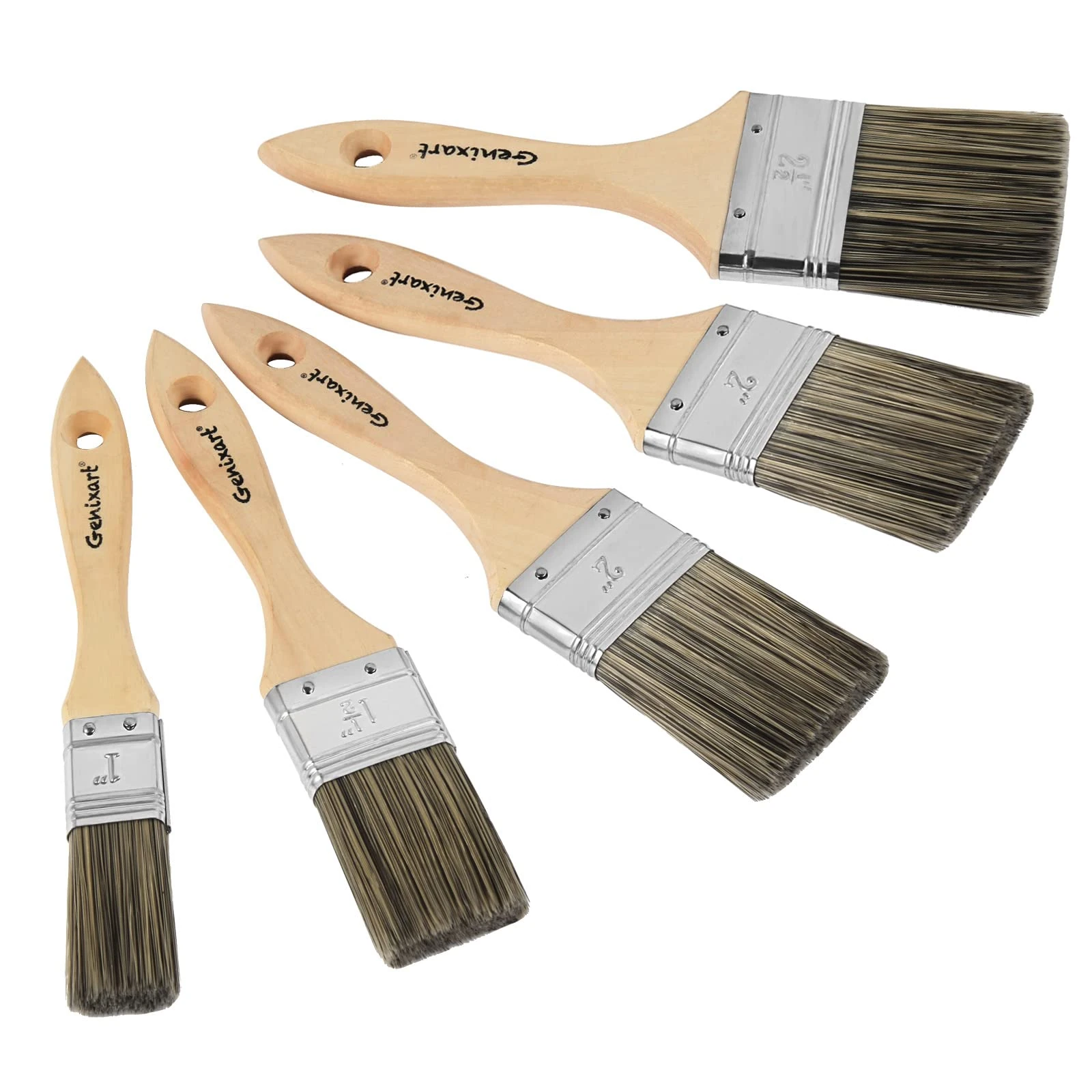 Double Thick Chip Paint Brush Set, Wood Stain Brushes for Painting Walls and Fence Staining, Wooden Handle Masonry Paintbrush for Varnish, Paste, Gesso and Limewash (5 Pack Assorted Sizes)